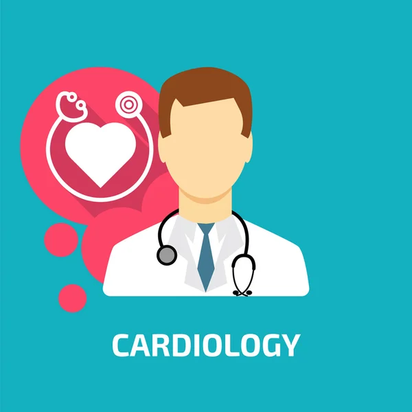 Cardiologist icon flat style — Stock Vector