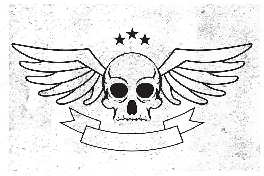 Wings skull logo. Vector illustration