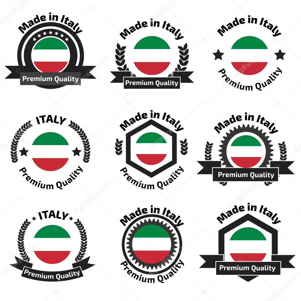 Made in Italy labels and badges. Made in Germany logo set