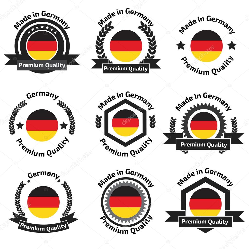 Made in Germany labels and badges. Made in Germany logo set