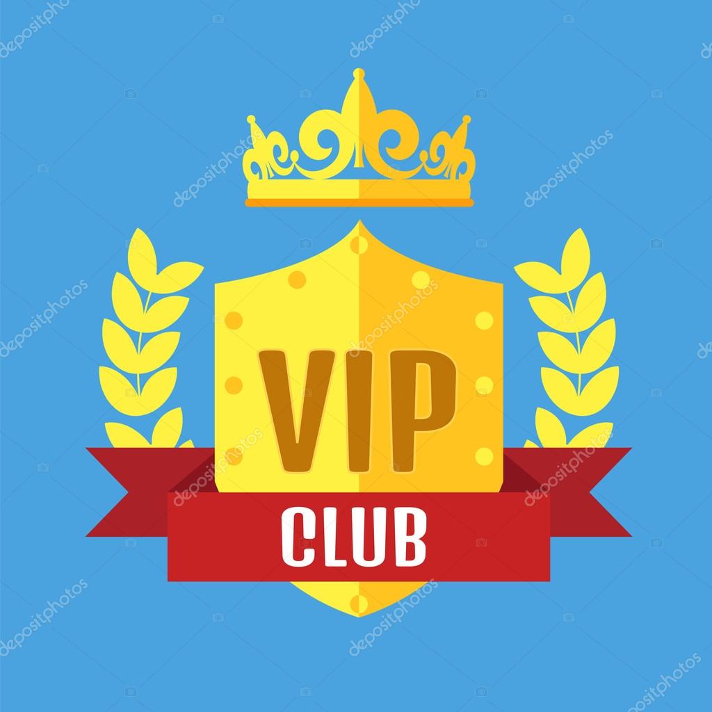 VIP club logo in flat style against blue background