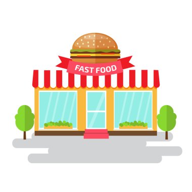 Fast food salonu düz stil Binası.