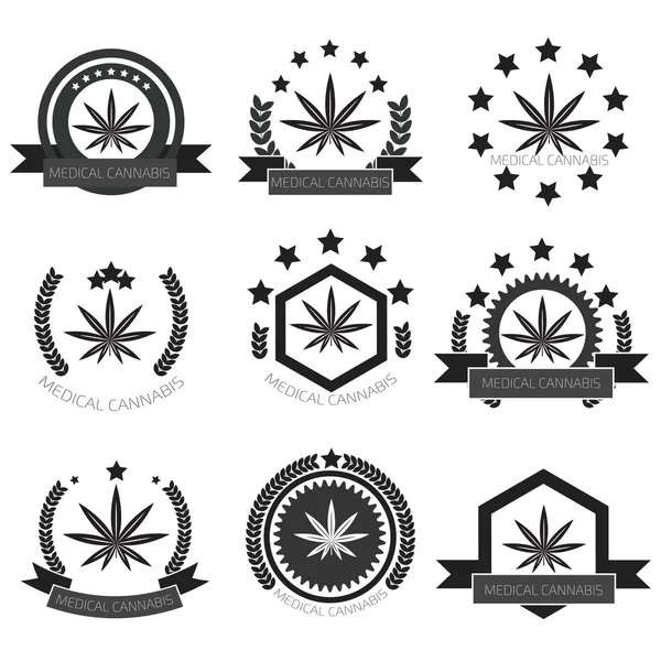 Conjunto de logotipo de cannabis medicinal . — Vector de stock