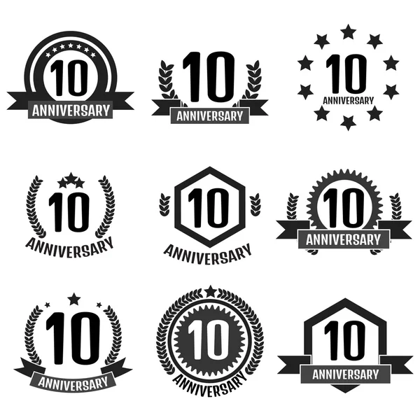 Aniversario 10 conjunto logo — Vector de stock