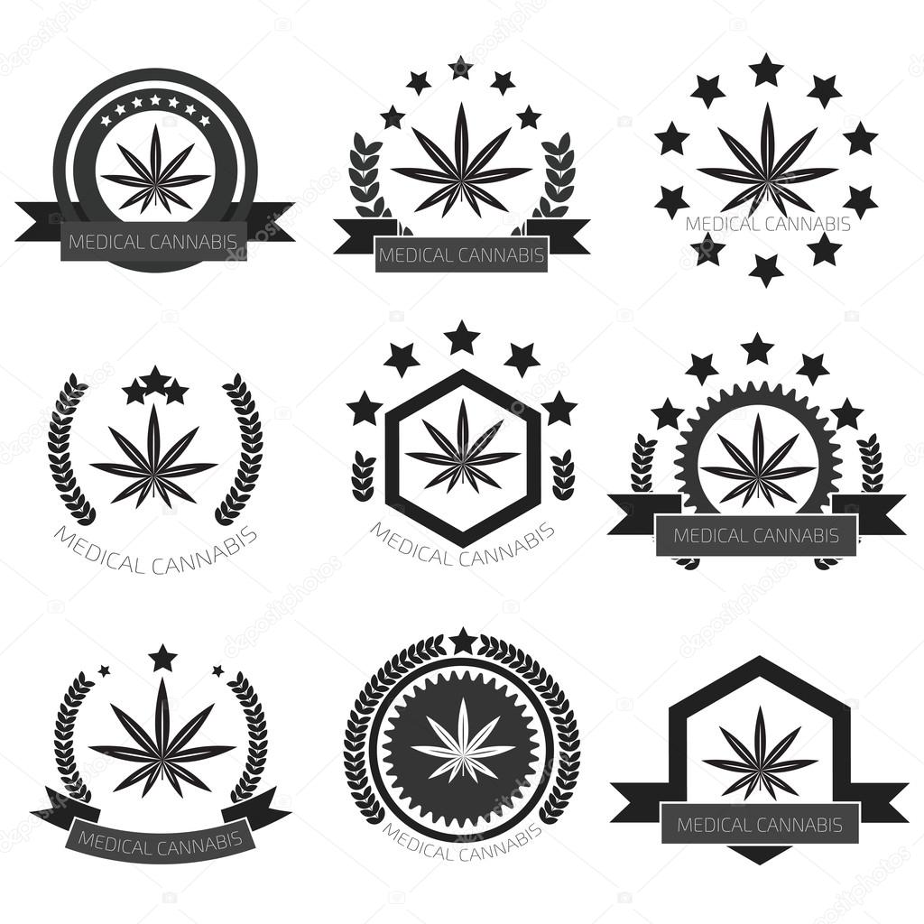 Medical cannabis logo set.