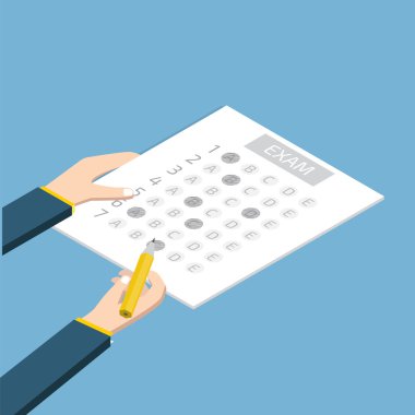 Test cevap sayfası kavramı izometrik