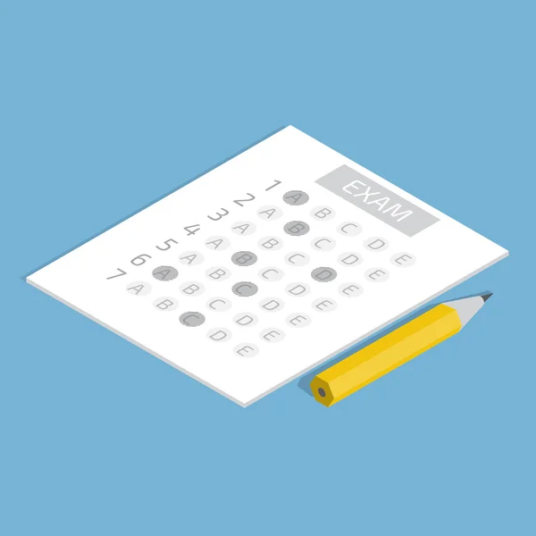 Test answer sheet concept isometric — Stock Vector