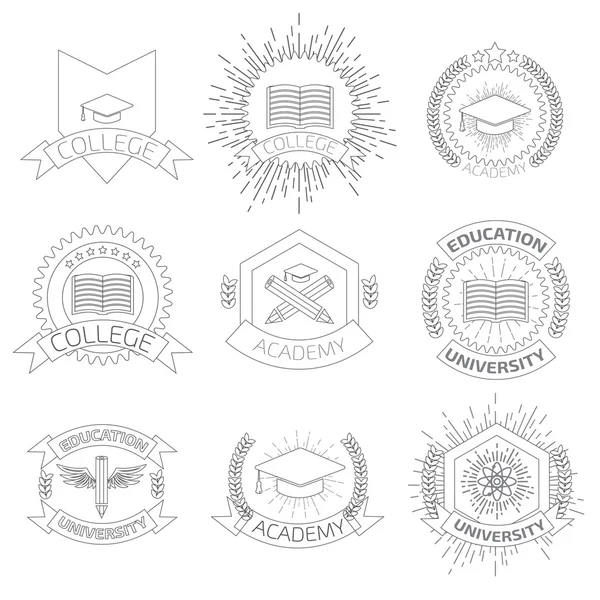 Hoge onderwijs logo's set. — Stockvector