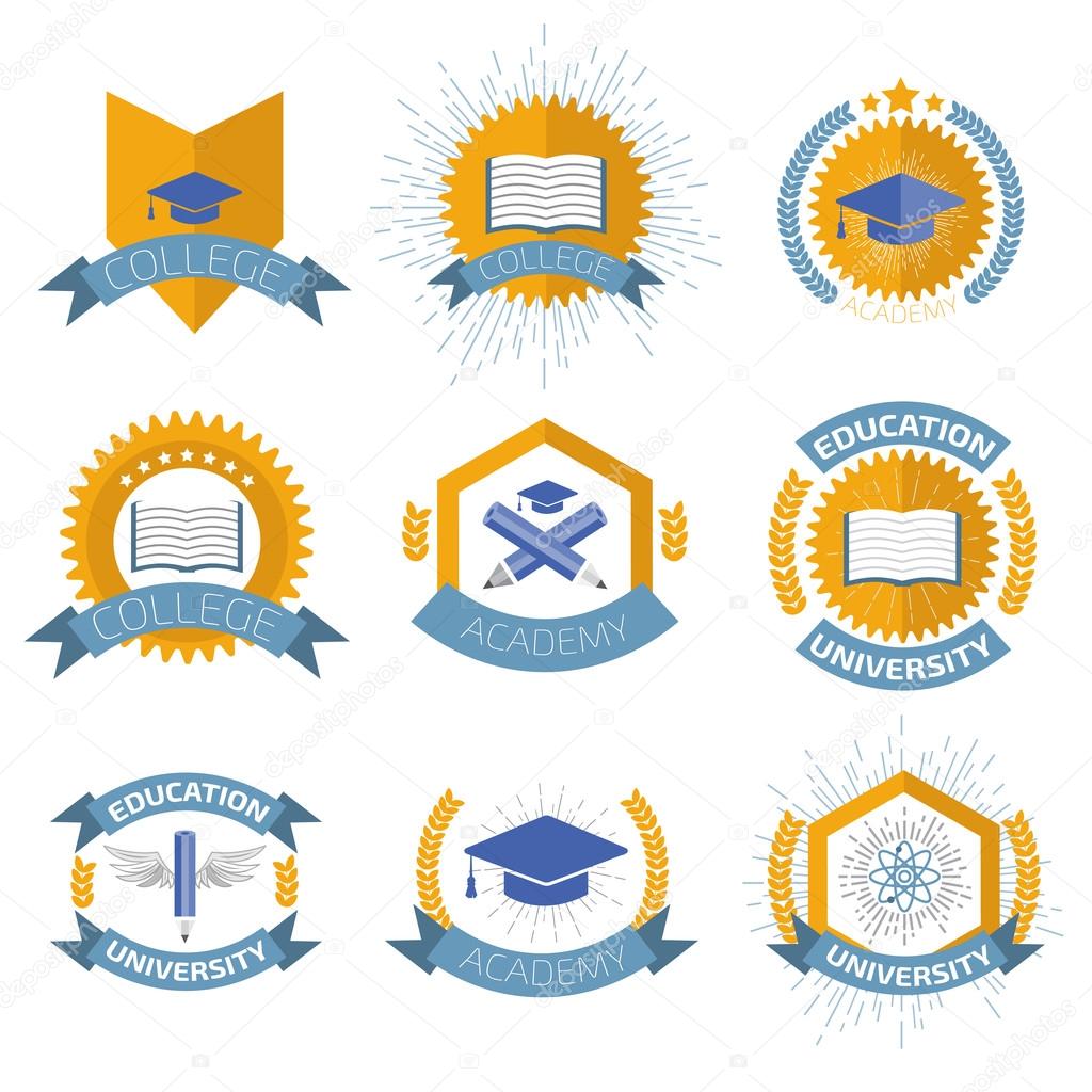 High education logos set. Vector design
