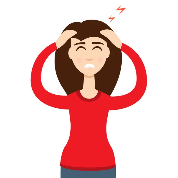 Girl has Headache attack — Stock Vector