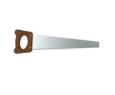 Old hacksaw with wooden handle isolated on white