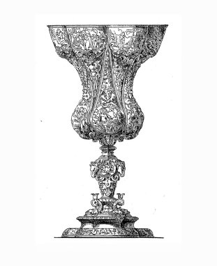 XVII. yüzyıldan ince kabartma gümüş kadehi