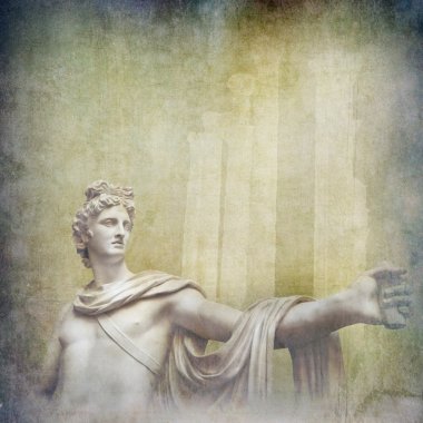 Antique classic  marble statue on grunge background clipart