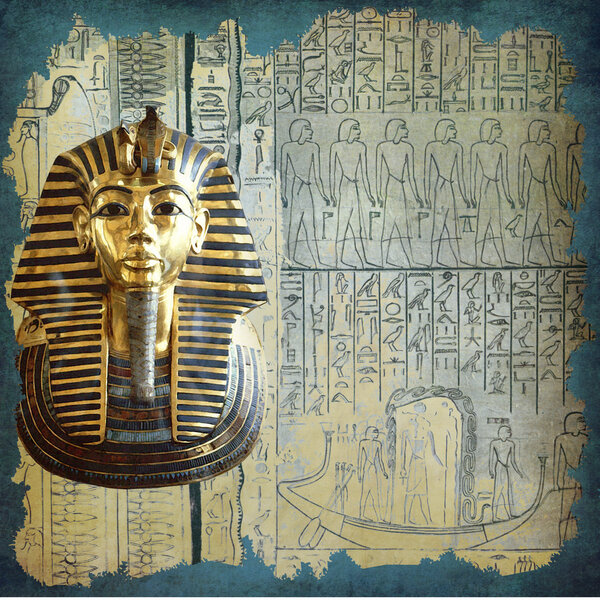 Tutankhamun and hieroglyphics texture