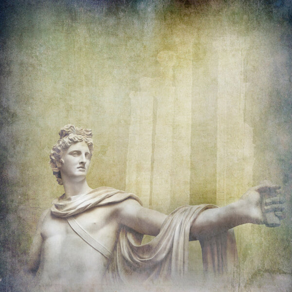 Antique classic  marble statue on grunge background