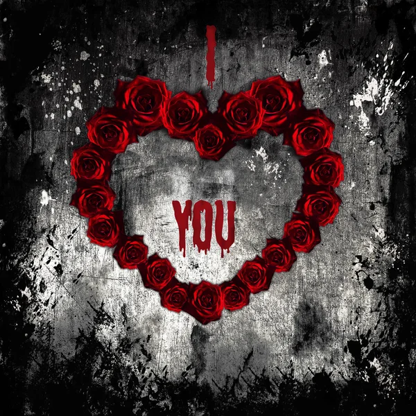 karanlık Sevgililer, Mor gül şekilli ve kanlı script kalp.