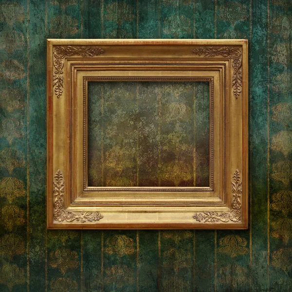 Altın çerçeve üzerinde bir grunge Viktorya dönemi duvar kağıdı