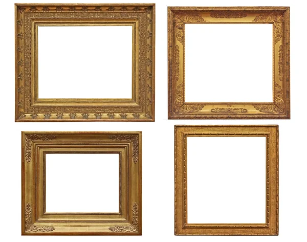 Dört klasik Altın çerçeveler üzerinde beyaz izole boş
