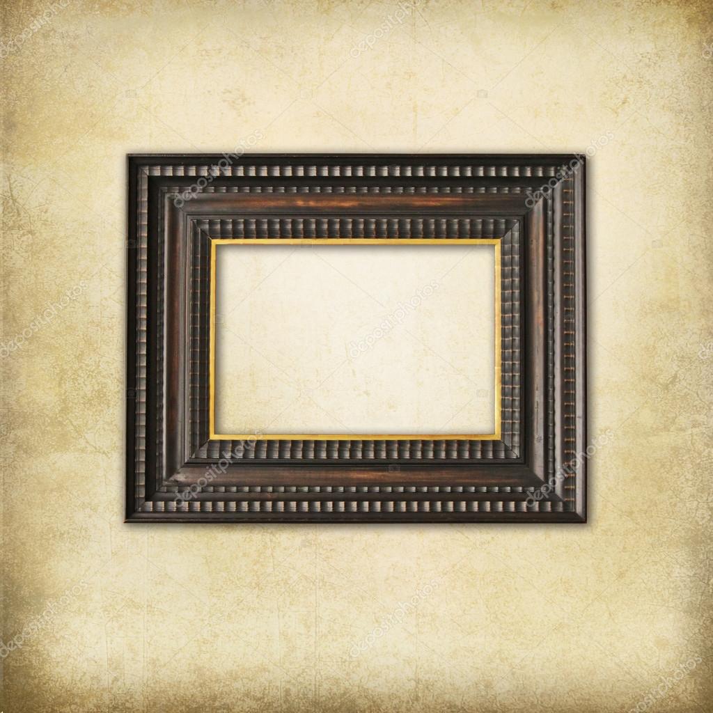 Art deco wooden empty frame on a grunge background — Stock Photo