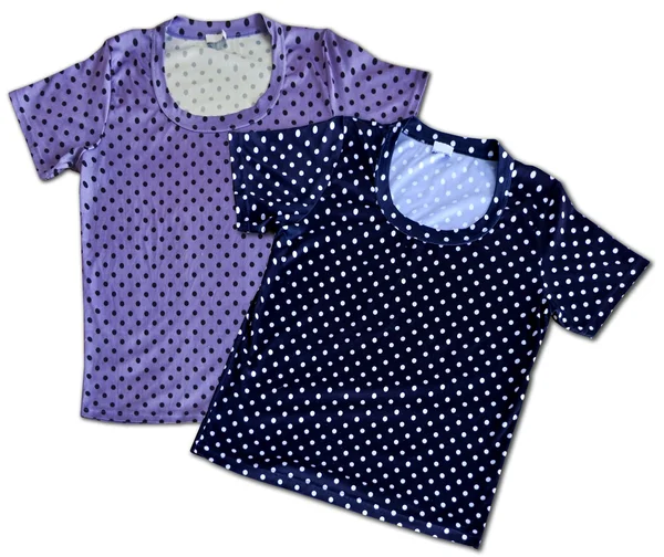 Two vintage cotton t-shirts a pois — Stock Photo, Image