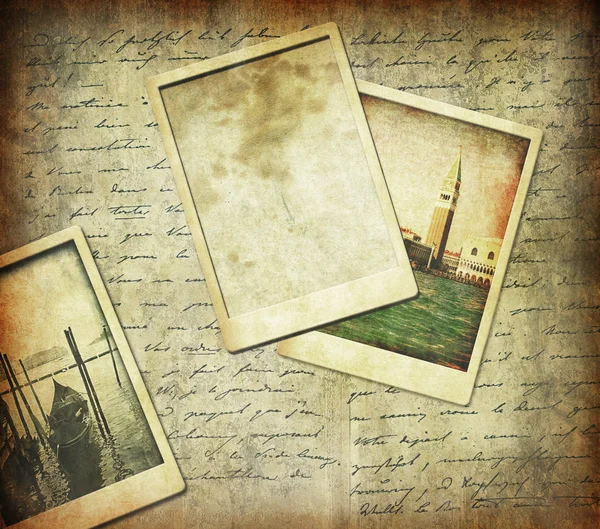 Letter and old images background — Stock Photo, Image