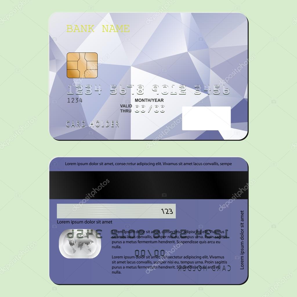 Template design of a credit card on the front and back ...