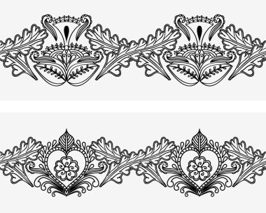 Hint desen stili dövme mehndi ile sorunsuz sınır ayarlayın. Beyaz arka plan üzerinde izole Yatay süsleme.