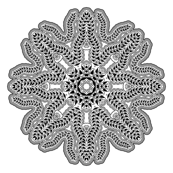 Circular ethnic ornament. Mandala monochrome — Stock Vector