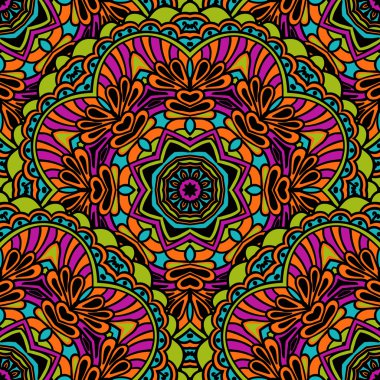 Kabile seamless modeli. Parlak renkler Hint etnik tarzda.