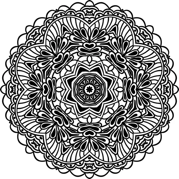 Boho dekoratives Element für Design. monochromes Mandala isoliert auf weißem Hintergrund. — Stockvektor