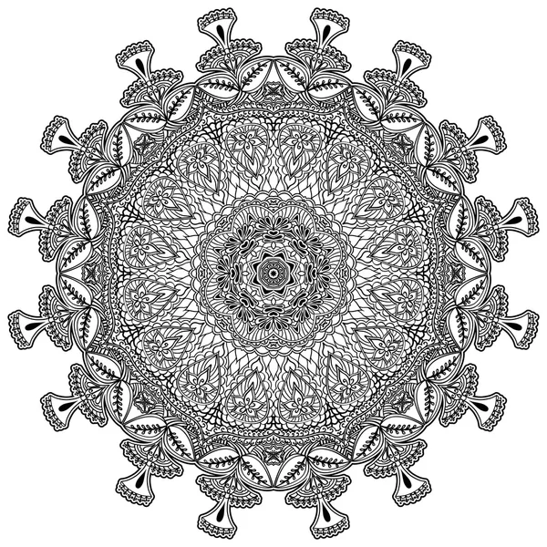 Elemento decorativo étnico para el diseño. Mandala monocromo aislado sobre fondo blanco . — Vector de stock