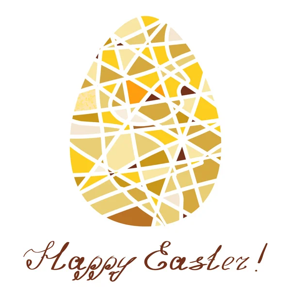 Elemento decorativo de Pascua. Huevo de mosaico amarillo con inscripción de saludo a mano . — Vector de stock