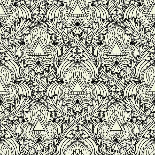 Monochroom naadloze patroon in Indiase stijl. — Stockvector