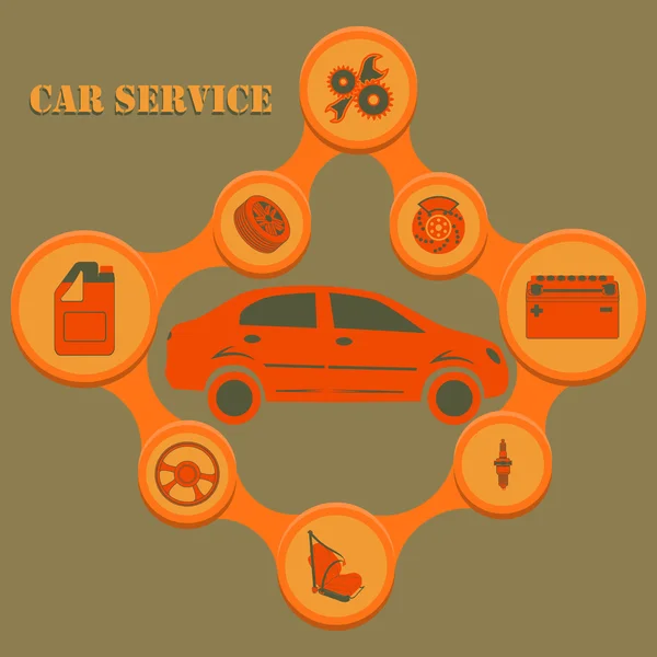 Infographie de service automatique avec réparation automobile et des symboles de diagnostic. Concept moderne . — Image vectorielle