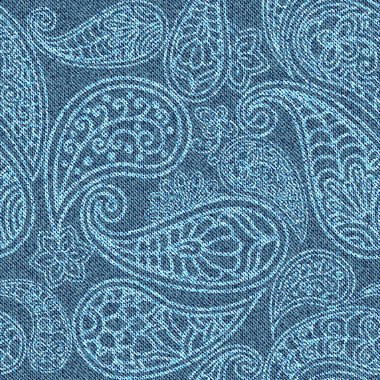 Hint süsüsüyle desensiz Denim deseni. Kot pantolonlu Türk salatalığı. Vektör illüstrasyonu.