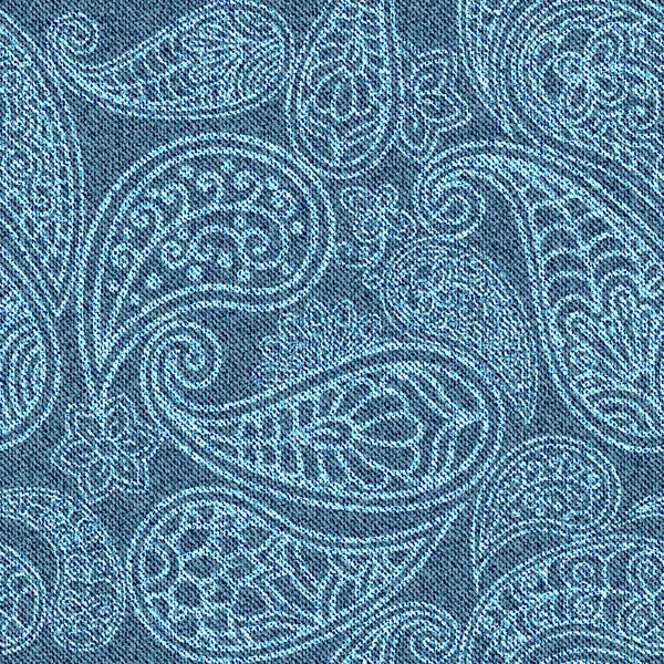 Denim Seamless Pattern Indian Ornament Turkish Cucumber Blue Jeans Background Stock Illustration