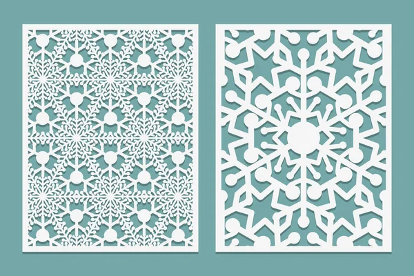 Die Laser Cut Intricate Panels Snowflakes Pattern Laser Cutting Lace — Stock Vector