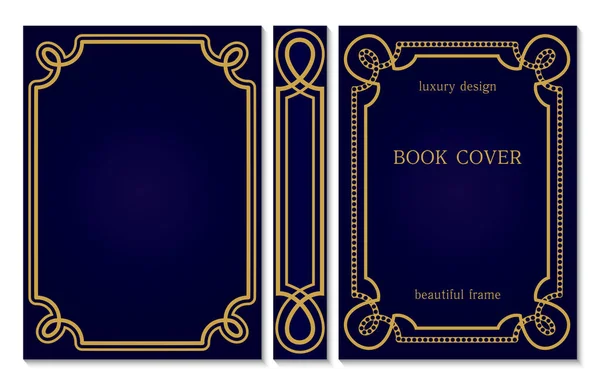 Design Vinobraní Vázání Pro Knihu Sada Zlatých Rámů Klasický Design Stock Vektory