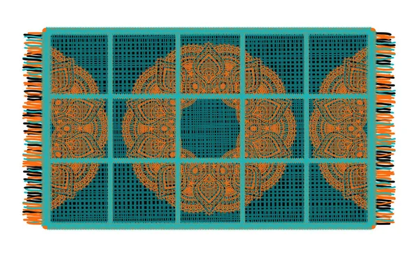 Дизайн Коврик Йоги Бахромой Мандала Цветочный Узор Восточном Стиле Украшения — стоковый вектор