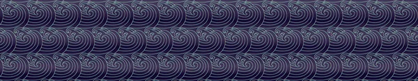 Panorama Drawn Waves Pattern Light Lines Swirls Dark Blue Background — Stock Vector