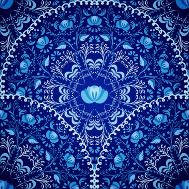 dairesel desenler arka plan sorunsuz. Lacivert süsleme Rus ulusal tarzı gzhel.