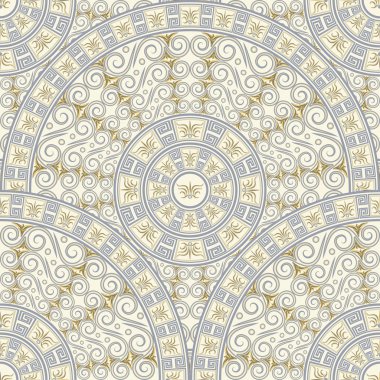 dairesel desenler arka plan sorunsuz. Yunan tarzı ışık gri süsleme.