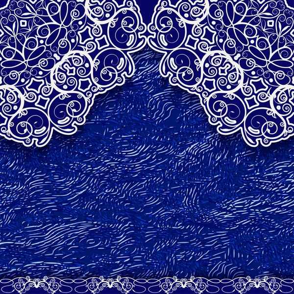 Fondo de encaje azul en estilo étnico . — Archivo Imágenes Vectoriales