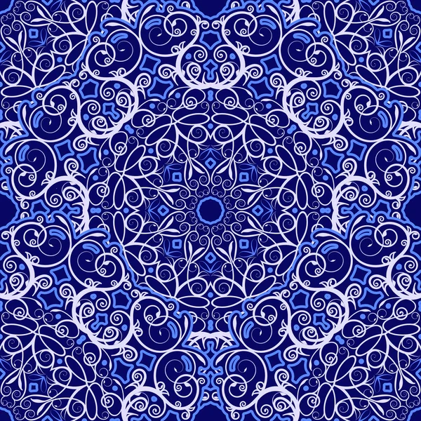 Fondo sin costuras de patrones circulares. Adorno azul marino en estilo étnico . — Vector de stock