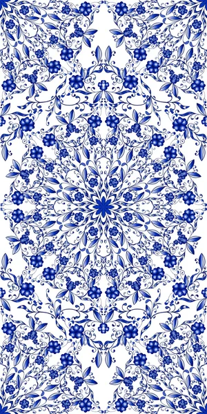 Padrão floral azul sem costura. Fundo no estilo da pintura chinesa em porcelana . —  Vetores de Stock