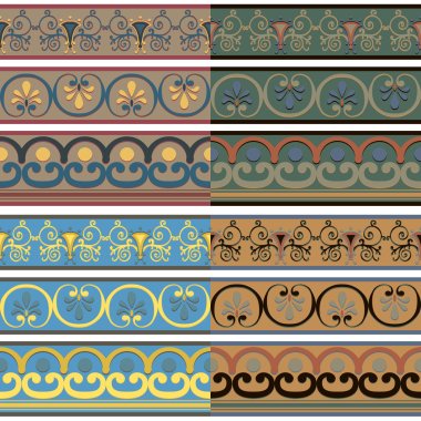 Set of seamless Greek patterns of different colors. clipart