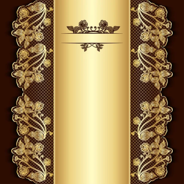 Sierlijke vintage Bourgondië achtergrond met gouden kant. Sjabloon voor wenskaart, uitnodiging of dekking. Vectorillustratie. — Stockvector