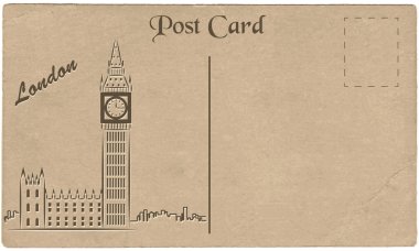Elizabeth Kulesi çizimi ile eski kartpostal Londra'lı. Stilizasyon.