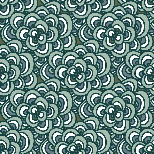 Garabato sin costuras. Patrón floral simple en tonos azul-verde de invierno . — Archivo Imágenes Vectoriales