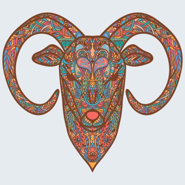 Süs baş keçi veya koyun - yeni yeni yıl 2015 sembolü. Çok renkli kavramı.